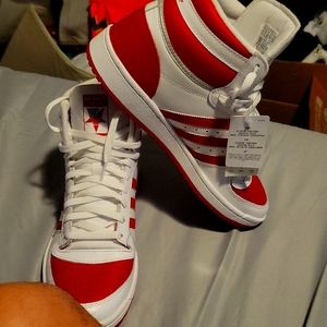 addidas top ten basketball shoes,New with tags,never worn,11.5,red and white..